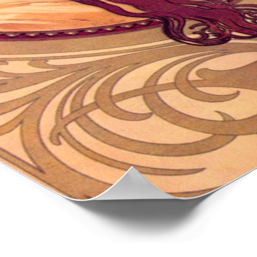 アールヌーボーアルフォンスミュシャドナエレガント女性 ポスター (角)