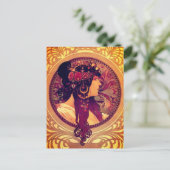 アールヌーボーアルフォンスミュシャドナエレガント女性 ポストカード (スタンド正面)