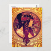 アールヌーボーアルフォンスミュシャドナエレガント女性 ポストカード (正面/裏面)