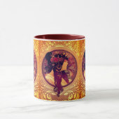 アールヌーボーアルフォンスミュシャドナエレガント女性 マグカップ (中央)