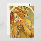 アールヌーボーアルフォンスミュシャフラワーポストカード ポストカード (正面/裏面)