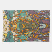 アールヌーボーアルフォンスミュシャフラワーポンドラゴンフライ キッチンタオル (横)