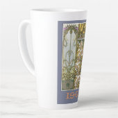 アールヌーボーアルフォンスミュシャフローラアート1901パープル カフェラテマグ (左アングル)