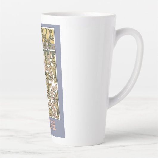 アールヌーボーアルフォンスミュシャフローラアート1901パープル カフェラテマグ (右)