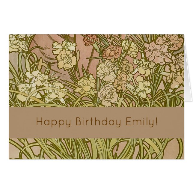 アールヌーボーアルフォンスミュシャフローラカーネーション花 (正面横)