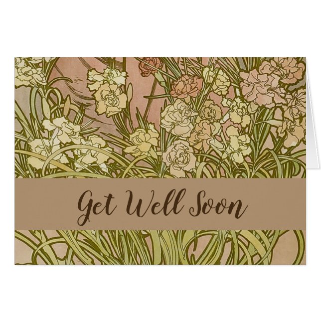 アールヌーボーアルフォンスミュシャフローラカーネーション花 (正面横)