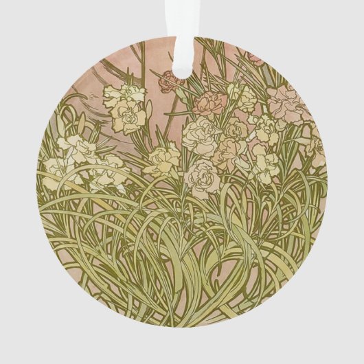 アールヌーボーアルフォンスミュシャフローラカーネーション花 オーナメント (裏面)