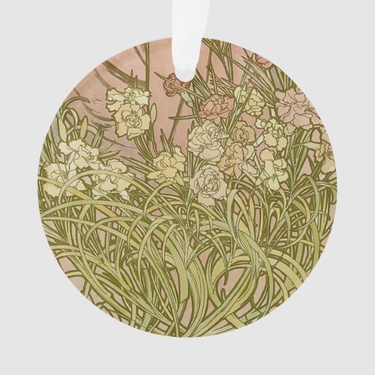 アールヌーボーアルフォンスミュシャフローラカーネーション花 オーナメント (正面)