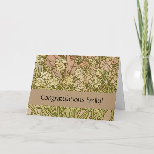 アールヌーボーアルフォンスミュシャフローラカーネーション花 カード (正面)