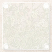 アールヌーボーアルフォンスミュシャフローラカーネーション花 ガラスコースター (裏面)