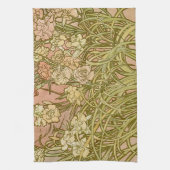 アールヌーボーアルフォンスミュシャフローラカーネーション花 キッチンタオル (縦)