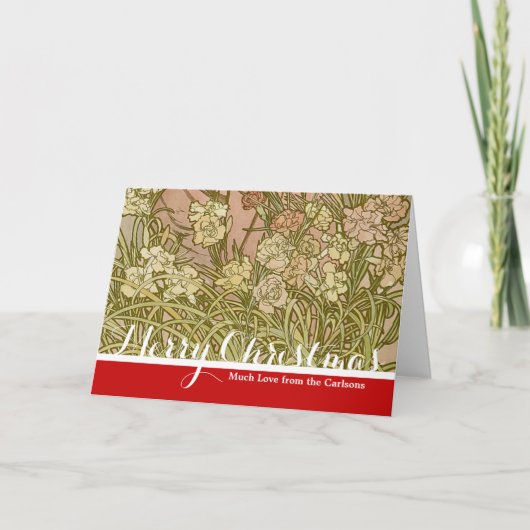 アールヌーボーアルフォンスミュシャフローラカーネーション花 シーズンカード (正面)