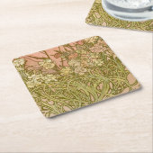 アールヌーボーアルフォンスミュシャフローラカーネーション花 スクエアペーパーコースター (アングル)