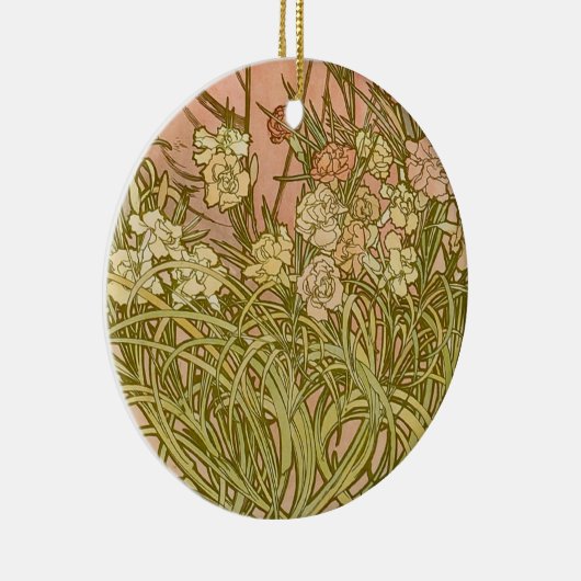 アールヌーボーアルフォンスミュシャフローラカーネーション花 セラミックオーナメント (右)