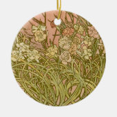 アールヌーボーアルフォンスミュシャフローラカーネーション花 セラミックオーナメント (正面)