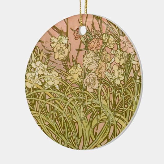 アールヌーボーアルフォンスミュシャフローラカーネーション花 セラミックオーナメント (左)