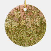 アールヌーボーアルフォンスミュシャフローラカーネーション花 セラミックオーナメント (裏面)