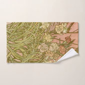 アールヌーボーアルフォンスミュシャフローラカーネーション花 バスタオルセット (ハンドタオル)