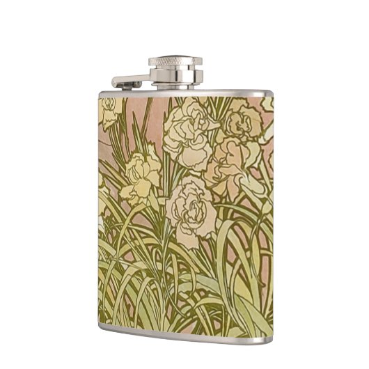 アールヌーボーアルフォンスミュシャフローラカーネーション花 フラスク (左)