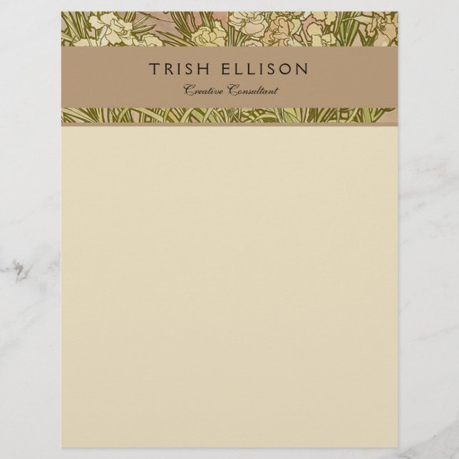 アールヌーボーアルフォンスミュシャフローラカーネーション花 レターヘッド (正面)