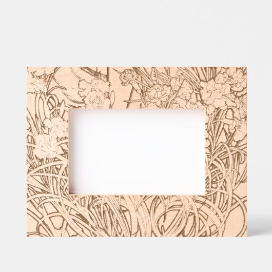 アールヌーボーアルフォンスミュシャフローラカーネーション花 レーザー彫刻フレーム (正面)