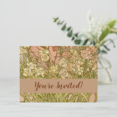 アールヌーボーアルフォンスミュシャフローラカーネーション花 招待状 (スタンド正面)