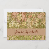 アールヌーボーアルフォンスミュシャフローラカーネーション花 招待状 (正面)