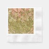 アールヌーボーアルフォンスミュシャフローラカーネーション花 縁ありカクテルナプキン (正面)
