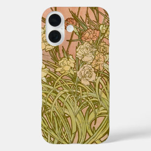 アールヌーボーアルフォンスミュシャフローラカーネーション花 iPhone 16ケース