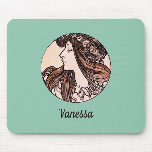 アールヌーボーアルフォンスミュシャブティックフーケネーム マウスパッド (正面)