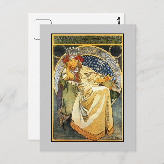 アールヌーボーアルフォンスミュシャプリンセスヒヤシンス ポストカード (正面/裏面)
