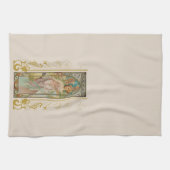 アールヌーボーアルフォンスミュシャモーニングアウェイクニング キッチンタオル (横)