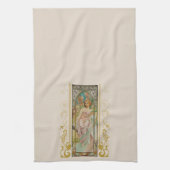 アールヌーボーアルフォンスミュシャモーニングアウェイクニング キッチンタオル (縦)
