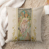 アールヌーボーアルフォンスミュシャモーニングアウェイクニング クッション (ブランケット)