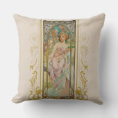 アールヌーボーアルフォンスミュシャモーニングアウェイクニング クッション (正面)