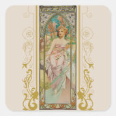 アールヌーボーアルフォンスミュシャモーニングアウェイクニング スクエアシール (正面)