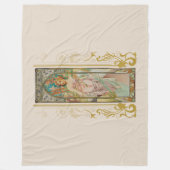 アールヌーボーアルフォンスミュシャモーニングアウェイクニング フリースブランケット (正面)