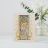 アールヌーボーアルフォンスミュシャモーニングアウェイクニング ポストカード (スタンド正面)