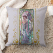 アールヌーボーアルフォンスミュシャ夕べ熟考 クッション (ブランケット)