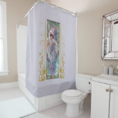 アールヌーボーアルフォンスミュシャ夕べ熟考 シャワーカーテン (インサイチュ)
