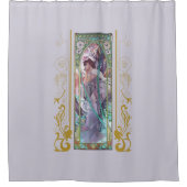 アールヌーボーアルフォンスミュシャ夕べ熟考 シャワーカーテン (正面)