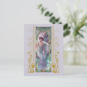 アールヌーボーアルフォンスミュシャ夕べ熟考 ポストカード (スタンド正面)