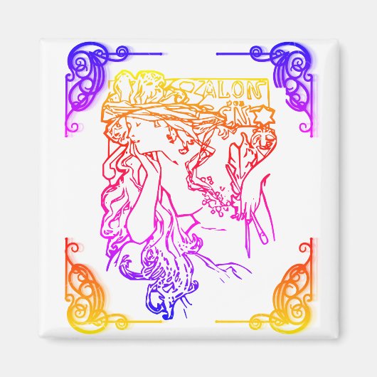 アールヌーボーアルフォンスミュシャ女性サロン マグネット (正面)
