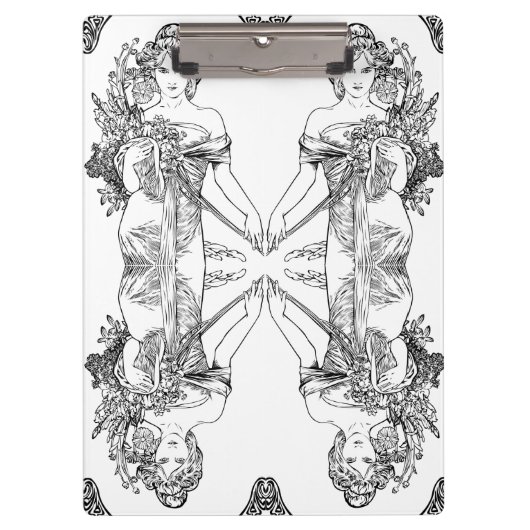 アールヌーボーアルフォンスミュシャ女花 クリップボード (正面)