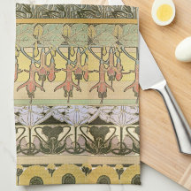 アールヌーボーアルフォンスミュシャ暗い赤紫色ひまわり花