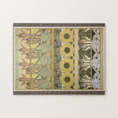 アールヌーボーアルフォンスミュシャ暗い赤紫色ひまわり花 ジグソーパズル (横)