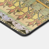 アールヌーボーアルフォンスミュシャ暗い赤紫色ひまわり花 デスクマット (コーナー)