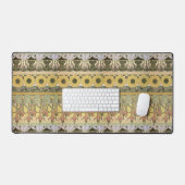 アールヌーボーアルフォンスミュシャ暗い赤紫色ひまわり花 デスクマット (キーボード&マウス)