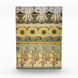 アールヌーボーアルフォンスミュシャ暗い赤紫色ひまわり花 フォトブロック