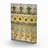 アールヌーボーアルフォンスミュシャ暗い赤紫色ひまわり花 フォトブロック (右)